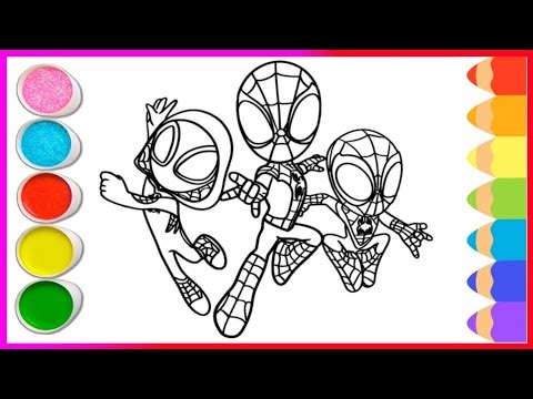 Let's Color Spiderman Coloring Pages - Spidey & His Amazing Friends Coloring Tutorial Art for Kids