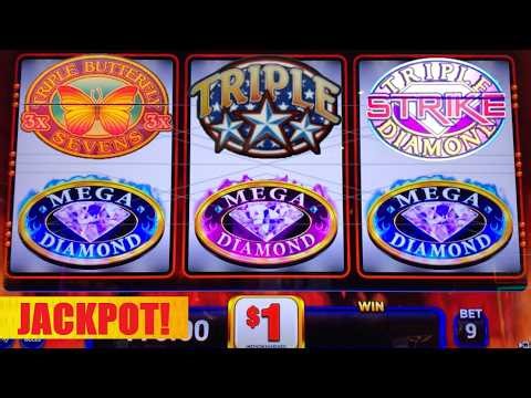 JACKPOT! Triple Double Stars + Triple Butterfly 7's + Triple Diamond Strike + Mega Diamond slots!