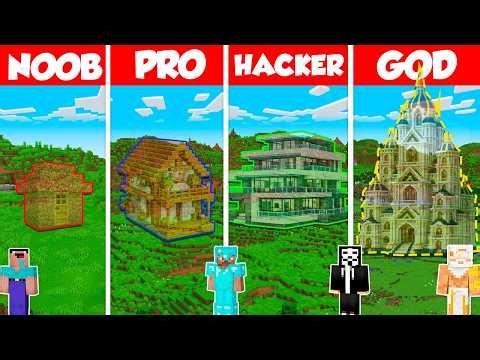 Invisible House Build Battle Challenge - Noob vs Pro vs Hacker vs God - Minecraft Animation