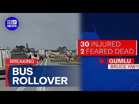 Multiple injuries after a bus rollover in Northern Queensland | 9 News Australia