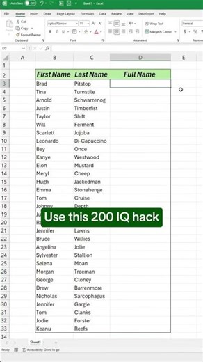 HOW TO USE FLASH FILL IN EXCEL #yt #shorts #excel #shortcuts #flashfill #formula #skills #job #vba
