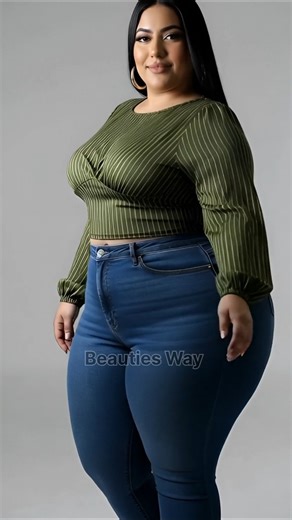 Plus Size Olive Ruched Pinstripe Top Fashion Collection