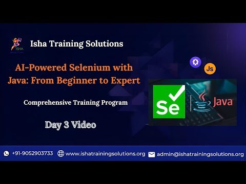 Selenium with Java Day3 Video On 8th Jan 2025.Call or WhatsApp us on +91-9052903733 to Enroll