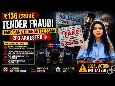 ₹136 Cr Fake Bank Guarantee Scam | Reliance Power CFO Arrested | Tender Fraud Explained #tenderscam