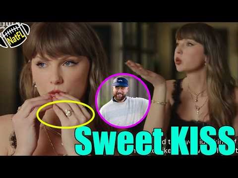 OMG! Taylor Swift shows off her Engagement Ring & sends a Sweet Kiss to Travis Kelce.