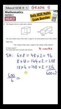 GCSE Maths Higher - Daily Exam Question - Day 142 (Volume & Surface area of Cuboids)