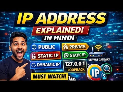 IP Address Explained in Hindi | Public vs Private | Static vs Dynamic | Loopback & Default Gateway