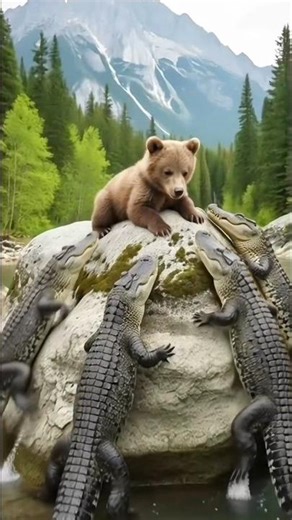 Alligator Near the Rock |Bald Eagle Saves a Grizzly Bear Cub#animals #rescueanimals #wildliferescue