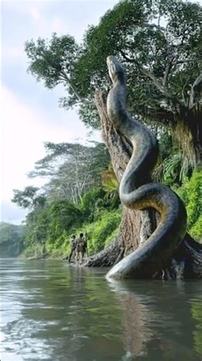 Enormous Python Seen Wrapping Around Massive Tree In The Amazon