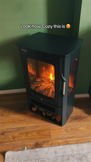 Look how cozy this flame Effect electric heater looks! #electricheater #logburner #fireplace #cozyfireplace #heater