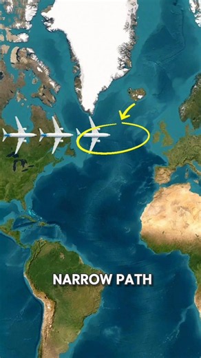 Why Do Planes Fly in This Narrow Path? ✈️🌍#Aviation #JetStream Atlantic flight paths, North