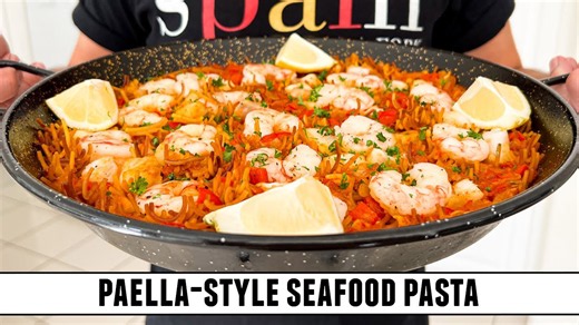 Spanish seafood pasta fideos paella style
