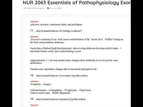 NUR 2063 Essentials of Pathophysiology Exam 2 Latest Rasmussen