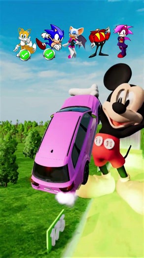 Help Sonic and Friends Jump Over Mickey Mouse Challenge ♥🐀 #shorts #sonic #beamngdrive