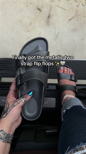 Hsn Birkenstock two strap sandal (wearing color metallic anthracite) ✨ @HSN, Inc