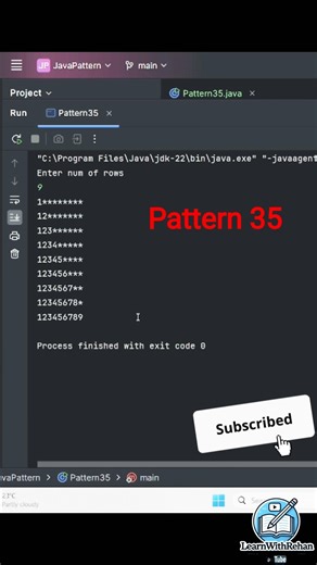 👉 Java Number Pattern 🚀 Easy Logic Explained | #Shorts #coding #pattern #programming #learnwithrehan