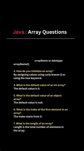 🔥 Java Arrays Interview Question | Every Fresher Must Know #shortsfeed