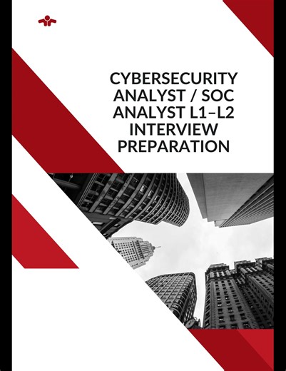 Preparing for a Cybersecurity Analyst / SOC Analyst L1–L2 interview requires more than memorizing definitions — it’s about understanding how real-world security operations work inside a Security Operations Center (SOC). This Cybersecurity Analyst / SOC Analyst L1–L2 Interview Preparation guide is designed to help candidates build the practical knowledge needed to monitor, investigate, and respond to security incidents effectively. 📘 What this resource covers: 🔹 SOC fundamentals and analyst res