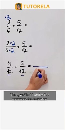 Step-by-Step Guide: Add 2/6 + 5/12 Fractions #Math #OperationsWithFractions #AdditionOfFractions