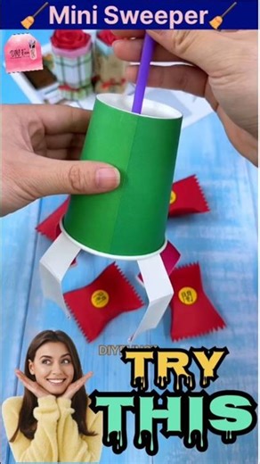 Mini Paper Cup Sweeper Machine 🤯 | Kids Will Love This DIY Toy#shorts #diyfun97 #handmade