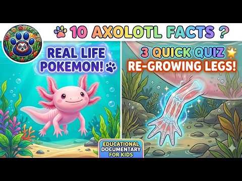 Real-Life Pokemon Axolotl Regrows Legs! 10 Fun Facts ➕ 3 Quiz | Educational Animal Video for Kids