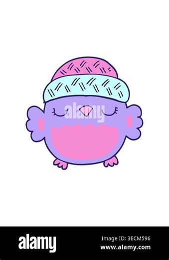 pressure popping animation of cute cartoon owl in hat Stock Video Footage - Alamy