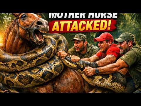 Heroic Team Rescues Mother Horse From Massive Python Attack!