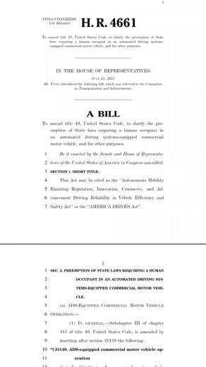 Congrès américain a introduit le projet de loi H.R. 4661, appelé le AMERICA DRIVES Act. #quebec #camionneurquebec #Canada #fyp #caq