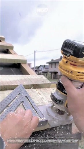 Woodworkers uses Sseed square and palm router for fast roof rafter notching