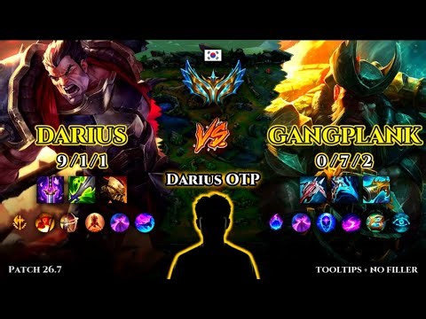 Best Darius OTP | Darius TOP vs Gangplank | Patch 26.7 | 2026-04-02 | KR CHALLENGER