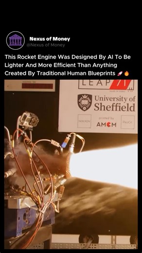 NexusObscuro on Instagram: "Human engineers design for simplicity. Al designs for pure, alien efficiency. You are watching a hot fire test of a rocket engine designed by LEAP 71’s generative Al, Noyron. This isn’t a human blueprint; it is a physical object hallucinated by an algorithm that was given a single objective: maximum performance. The engine’s organic, skeletal structure is a result of “computational engineering,” a process where the Al runs millions of thermodynamic and fluid dynamics 