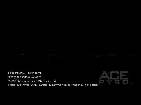 25CP100A-A-60 Crown Pyro 2.5" Assorted Shells-A w/Tail (15 Effects)