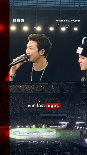 BTS thank fans for waiting through Covid and military service at return UK show. #BTS #BBCNews