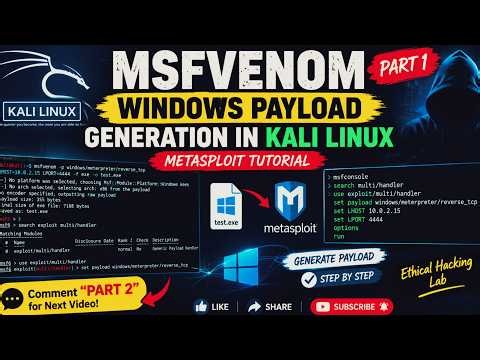 MSFvenom Windows Payload Generation in Kali Linux 🔥 | Metasploit Tutorial (Part 1)