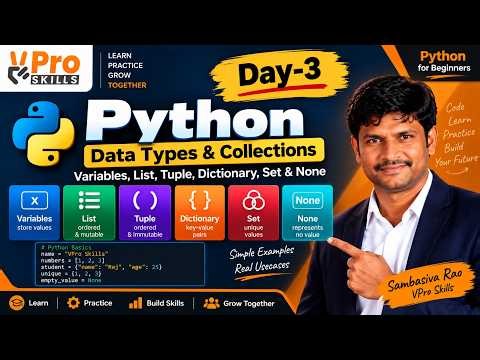 Day-3 | Python Data Types & Collections: Variables, List, Tuple, Dictionary, Set & None
