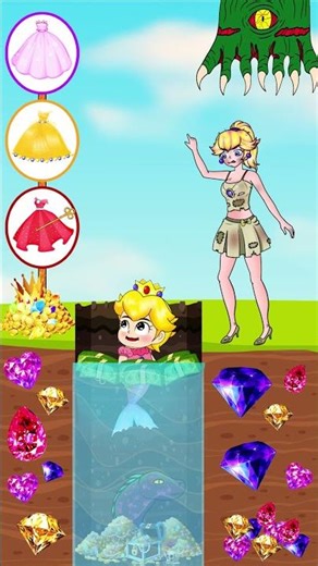Greed Gone Wrong: Rich Mermaid vs Poor Princess Daisy’s Jewel Battle! P3 #mario