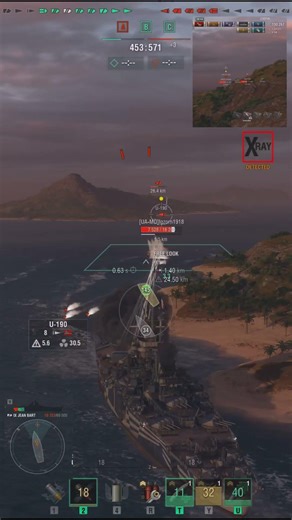 🔥Jean Bart Baits Submarine - Island Huggers🔥#worldofwarships #wows #cqc