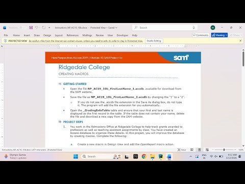 New Perspectives Access 2019 | Module 10: SAM Project 1b Ridgedale College