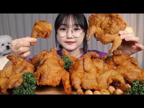 귀여운 미니통닭🍗메추리튀김 먹방 Cute Mini Whole Fried Chicken🤣 Fried Quail Mukbang ASMR