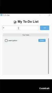 Build a To-Do App in Python in Minutes! 📝🔥 | CustomTkinter #python #shots #pythonprogramming