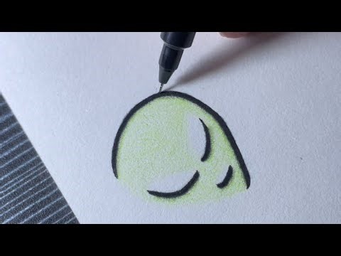How to draw a 3D Alien face - step by step very easy!