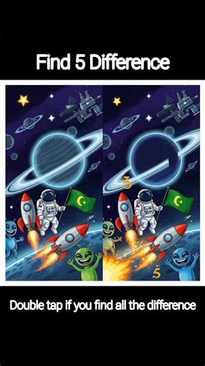 Can YOU Find All 5 Differences? | Space Puzzle Challenge! | Genius Grid #findthedifference #shorts