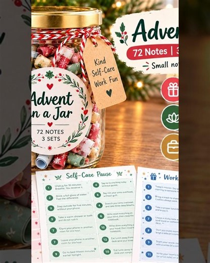 DIY Advent Calendar in a Jar 🎄 72 Printable Christmas Notes | Secret Santa Gift
