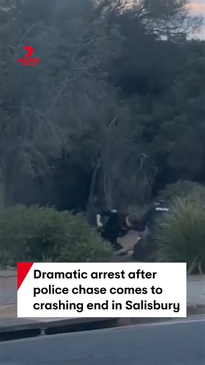 A dramatic arrest has been caught on camera after a stolen car crashed during a wild police chase in Salisbury. The accused 24-year-old driver is behind bars, while his 23-year-old passenger has been bailed. | 7NEWS Adelaide