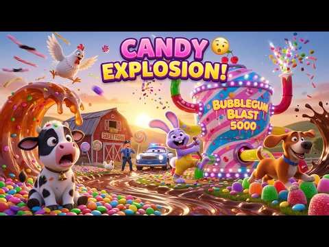 Candy Explosion on the Farm! | Sticky Sweet Adventure | Funny Farm Cartoon Story