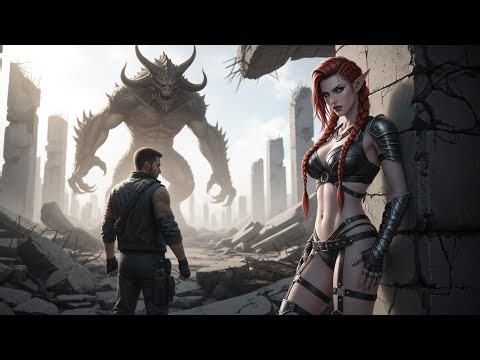 The Red-Haired Alien Queen Stands Defiant Beside Her Warrior as the Ancient Beast Awakens