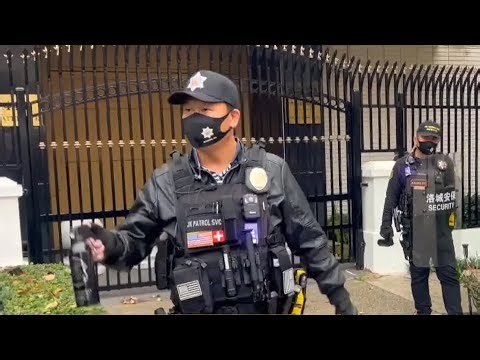Chinese Consulate Security Guard Pepper Sprays People Celebrating Maduro's Arrest