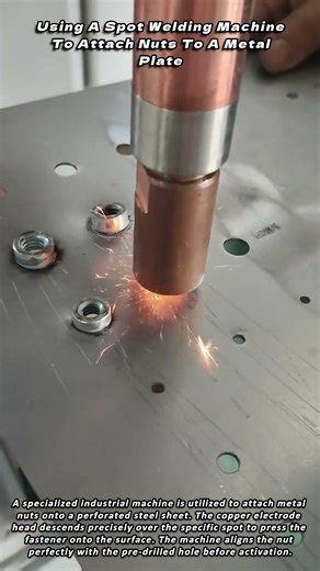 Using A Spot Welding Machine To Attach Nuts To A Metal Plate
