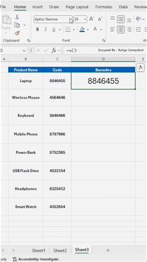 Don't create barcode like this | #shortcuts #excel #mstechtricks #shortcutkeys #microexcel #shorts