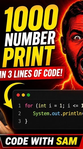 Print 1 to 1000 in Java Using One Line 🔥 | Java Coding Trick #shorts